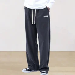New OUKU Men's Athletic Pants Sweatpants Corduroy Pants Trousers Straight Leg Sweatpants Pocket Elastic Waist Drawstring Plain Comfort Sports Outdoor Daily Fashion Casual Black Wine Micro-elastic