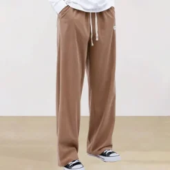 New OUKU Men's Athletic Pants Sweatpants Corduroy Pants Trousers Straight Leg Sweatpants Pocket Elastic Waist Drawstring Plain Comfort Sports Outdoor Daily Fashion Casual Black Wine Micro-elastic