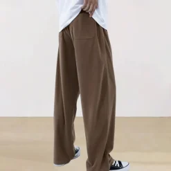 New OUKU Men's Athletic Pants Sweatpants Corduroy Pants Trousers Straight Leg Sweatpants Pocket Elastic Waist Drawstring Plain Comfort Sports Outdoor Daily Fashion Casual Black Wine Micro-elastic