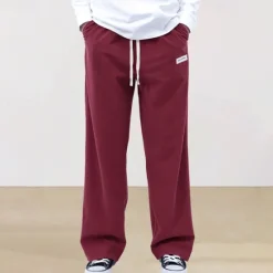 New OUKU Men's Athletic Pants Sweatpants Corduroy Pants Trousers Straight Leg Sweatpants Pocket Elastic Waist Drawstring Plain Comfort Sports Outdoor Daily Fashion Casual Black Wine Micro-elastic