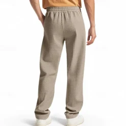 OUKU Men's Athletic Pants Sweatpants Joggers Trousers Waffle Pants Pocket Elastic Waist Drawstring Plain Comfort Sports Outdoor Daily Fashion Casual Black White Micro-elastic