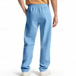 OUKU Men's Athletic Pants Sweatpants Joggers Trousers Waffle Pants Pocket Elastic Waist Drawstring Plain Comfort Sports Outdoor Daily Fashion Casual Black White Micro-elastic