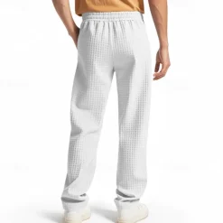 OUKU Men's Athletic Pants Sweatpants Joggers Trousers Waffle Pants Pocket Elastic Waist Drawstring Plain Comfort Sports Outdoor Daily Fashion Casual Black White Micro-elastic