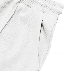 OUKU Men's Athletic Pants Sweatpants Joggers Trousers Waffle Pants Pocket Elastic Waist Drawstring Plain Comfort Sports Outdoor Daily Fashion Casual Black White Micro-elastic