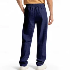 OUKU Men's Athletic Pants Sweatpants Joggers Trousers Waffle Pants Pocket Elastic Waist Drawstring Plain Comfort Sports Outdoor Daily Fashion Casual Black White Micro-elastic