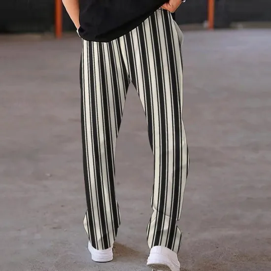New OUKU Men's Athletic Pants Sweatpants Trousers Pocket Drawstring Elastic Waist Striped Comfort Sports Outdoor Daily Fashion Casual Black-White Black Micro-elastic