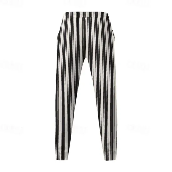New OUKU Men's Athletic Pants Sweatpants Trousers Pocket Drawstring Elastic Waist Striped Comfort Sports Outdoor Daily Fashion Casual Black-White Black Micro-elastic