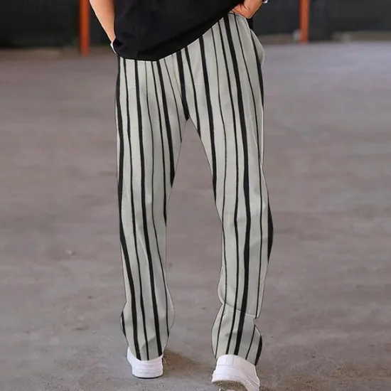 New OUKU Men's Athletic Pants Sweatpants Trousers Pocket Drawstring Elastic Waist Striped Comfort Sports Outdoor Daily Fashion Casual Black-White Black Micro-elastic