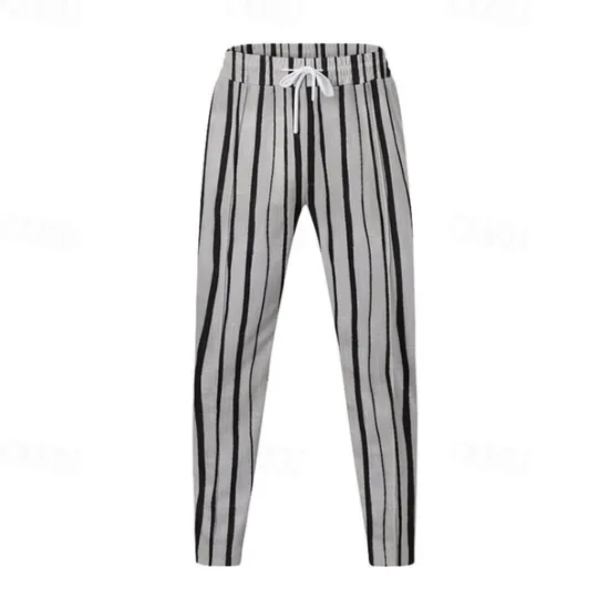 New OUKU Men's Athletic Pants Sweatpants Trousers Pocket Drawstring Elastic Waist Striped Comfort Sports Outdoor Daily Fashion Casual Black-White Black Micro-elastic