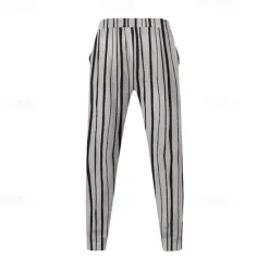 New OUKU Men's Athletic Pants Sweatpants Trousers Pocket Drawstring Elastic Waist Striped Comfort Sports Outdoor Daily Fashion Casual Black-White Black Micro-elastic