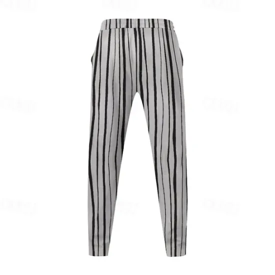New OUKU Men's Athletic Pants Sweatpants Trousers Pocket Drawstring Elastic Waist Striped Comfort Sports Outdoor Daily Fashion Casual Black-White Black Micro-elastic