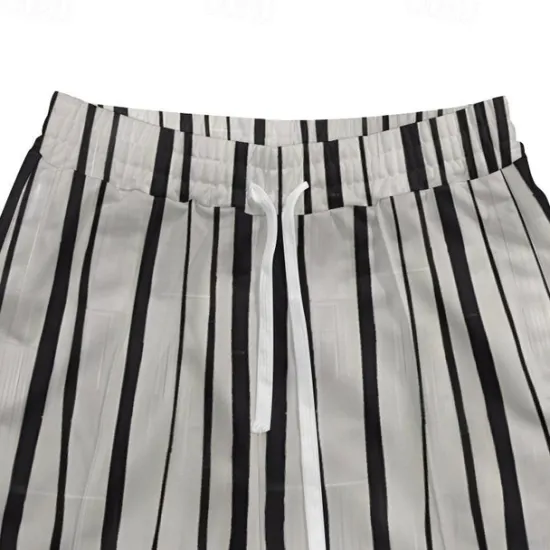 New OUKU Men's Athletic Pants Sweatpants Trousers Pocket Drawstring Elastic Waist Striped Comfort Sports Outdoor Daily Fashion Casual Black-White Black Micro-elastic