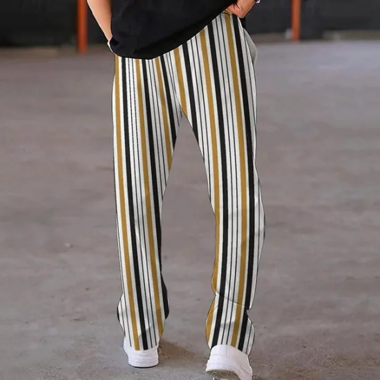 New OUKU Men's Athletic Pants Sweatpants Trousers Pocket Drawstring Elastic Waist Striped Comfort Sports Outdoor Daily Fashion Casual Black-White Black Micro-elastic