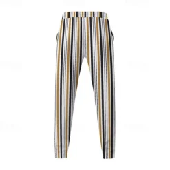 New OUKU Men's Athletic Pants Sweatpants Trousers Pocket Drawstring Elastic Waist Striped Comfort Sports Outdoor Daily Fashion Casual Black-White Black Micro-elastic