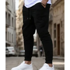 New OUKU Men's Athletic Pants Sweatpants Joggers Trousers Pocket Drawstring Elastic Waist Plain Comfort Sports Outdoor Daily Fashion Casual Black Navy Blue Micro-elastic
