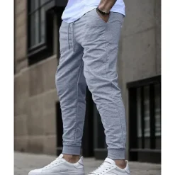 New OUKU Men's Athletic Pants Sweatpants Joggers Trousers Pocket Drawstring Elastic Waist Plain Comfort Sports Outdoor Daily Fashion Casual Black Navy Blue Micro-elastic