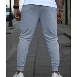 New OUKU Men's Athletic Pants Sweatpants Joggers Trousers Pocket Drawstring Elastic Waist Plain Comfort Sports Outdoor Daily Fashion Casual Black Navy Blue Micro-elastic