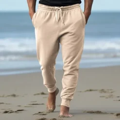 Clearance OUKU Men's Athletic Pants Sweatpants Joggers Trousers Pocket Drawstring Elastic Waist Plain Comfort Sports Outdoor Daily Fashion Casual Black White Micro-elastic