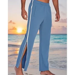 Discount OUKU Men's Athletic Pants Sweatpants Tear Away Pants Trousers Straight Leg Sweatpants Zipper Pocket Elastic Waist Plain Comfort Sports Outdoor Daily Fashion Casual Black Blue Micro-elastic