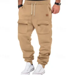 OUKU Men's Athletic Pants Sweatpants Joggers Trousers Cargo Sweatpants Pocket Drawstring Elastic Waist Plain Comfort Sports Outdoor Daily Fashion Casual Black Army Green Micro-elastic