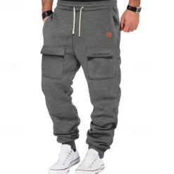 OUKU Men's Athletic Pants Sweatpants Joggers Trousers Cargo Sweatpants Pocket Drawstring Elastic Waist Plain Comfort Sports Outdoor Daily Fashion Casual Black Army Green Micro-elastic