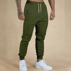 New OUKU Men's Athletic Pants Sweatpants Joggers Trousers Sports Pants Pocket Drawstring Elastic Waist Plain Comfort Sports Outdoor Daily Fashion Casual Black Army Green Micro-elastic