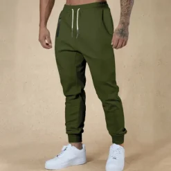 New OUKU Men's Athletic Pants Sweatpants Joggers Trousers Sports Pants Pocket Drawstring Elastic Waist Plain Comfort Sports Outdoor Daily Fashion Casual Black Army Green Micro-elastic