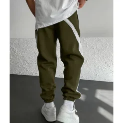 Hot OUKU Men's Athletic Pants Sweatpants Joggers Trousers Pocket Drawstring Elastic Waist Color Block Comfort Sports Outdoor Daily Fashion Casual Black / Red White Micro-elastic