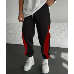 Hot OUKU Men's Athletic Pants Sweatpants Joggers Trousers Pocket Drawstring Elastic Waist Color Block Comfort Sports Outdoor Daily Fashion Casual Black / Red White Micro-elastic