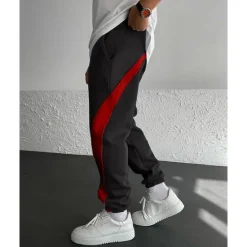 Hot OUKU Men's Athletic Pants Sweatpants Joggers Trousers Pocket Drawstring Elastic Waist Color Block Comfort Sports Outdoor Daily Fashion Casual Black / Red White Micro-elastic