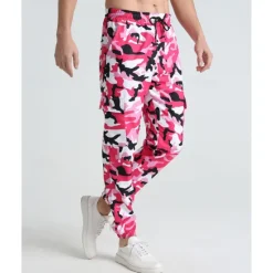 Online OUKU Men's Athletic Pants Sweatpants Joggers Trousers Pocket Drawstring Elastic Waist Camouflage Comfort Sports Outdoor Daily Fashion Casual Pink Red Micro-elastic
