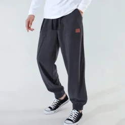 Best OUKU Men's Athletic Pants Sweatpants Joggers Corduroy Pants Trousers Pocket Drawstring Elastic Waist Plain Comfort Sports Outdoor Daily Fashion Casual Dark Khaki Black Micro-elastic
