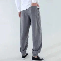Best OUKU Men's Athletic Pants Sweatpants Joggers Corduroy Pants Trousers Pocket Drawstring Elastic Waist Plain Comfort Sports Outdoor Daily Fashion Casual Dark Khaki Black Micro-elastic