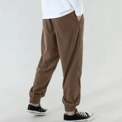 Best OUKU Men's Athletic Pants Sweatpants Joggers Corduroy Pants Trousers Pocket Drawstring Elastic Waist Plain Comfort Sports Outdoor Daily Fashion Casual Dark Khaki Black Micro-elastic
