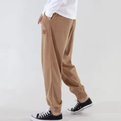 Best OUKU Men's Athletic Pants Sweatpants Joggers Corduroy Pants Trousers Pocket Drawstring Elastic Waist Plain Comfort Sports Outdoor Daily Fashion Casual Dark Khaki Black Micro-elastic