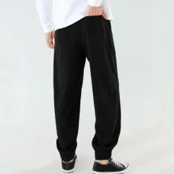 Best OUKU Men's Athletic Pants Sweatpants Joggers Corduroy Pants Trousers Pocket Drawstring Elastic Waist Plain Comfort Sports Outdoor Daily Fashion Casual Dark Khaki Black Micro-elastic