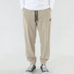 Best OUKU Men's Athletic Pants Sweatpants Joggers Corduroy Pants Trousers Pocket Drawstring Elastic Waist Plain Comfort Sports Outdoor Daily Fashion Casual Dark Khaki Black Micro-elastic