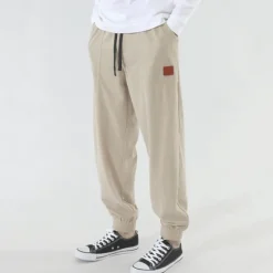 Best OUKU Men's Athletic Pants Sweatpants Joggers Corduroy Pants Trousers Pocket Drawstring Elastic Waist Plain Comfort Sports Outdoor Daily Fashion Casual Dark Khaki Black Micro-elastic