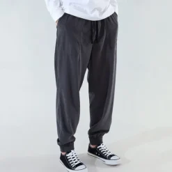 Best OUKU Men's Athletic Pants Sweatpants Joggers Corduroy Pants Trousers Pocket Drawstring Elastic Waist Plain Comfort Sports Outdoor Daily Fashion Casual Dark Khaki Black Micro-elastic