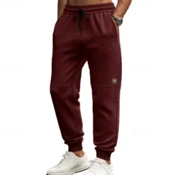 Clearance OUKU Men's Athletic Pants Sweatpants Joggers Trousers Pocket Drawstring Elastic Waist Plain Comfort Sports Outdoor Daily Fashion Casual ArmyGreen Wine Micro-elastic