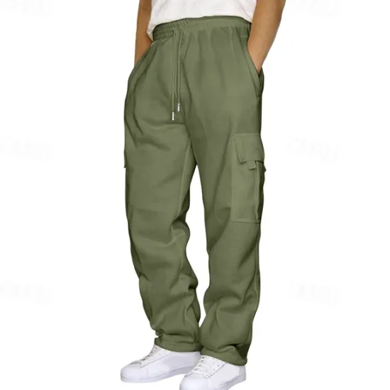Clearance OUKU Men's Athletic Pants Sweatpants Trousers Pocket Drawstring Elastic Waist Plain Comfort Sports Outdoor Daily Fashion Casual Light Khaki Black Micro-elastic