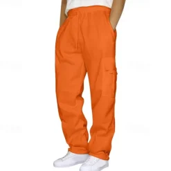 Clearance OUKU Men's Athletic Pants Sweatpants Trousers Pocket Drawstring Elastic Waist Plain Comfort Sports Outdoor Daily Fashion Casual Light Khaki Black Micro-elastic