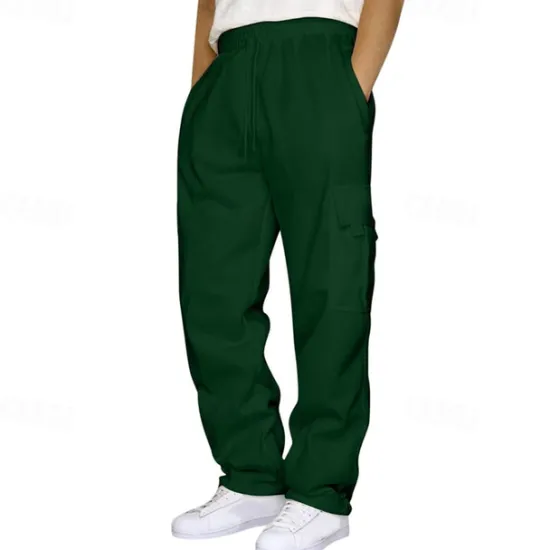Clearance OUKU Men's Athletic Pants Sweatpants Trousers Pocket Drawstring Elastic Waist Plain Comfort Sports Outdoor Daily Fashion Casual Light Khaki Black Micro-elastic