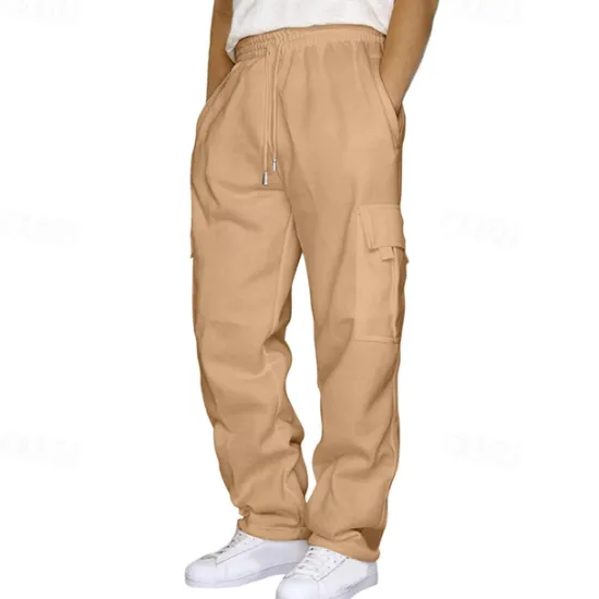 Clearance OUKU Men's Athletic Pants Sweatpants Trousers Pocket Drawstring Elastic Waist Plain Comfort Sports Outdoor Daily Fashion Casual Light Khaki Black Micro-elastic