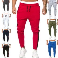 Hot OUKU Men's Athletic Pants Sweatpants Joggers Trousers Pocket Stripe Comfort Breathable Outdoor Daily Going out Fashion Casual Black White