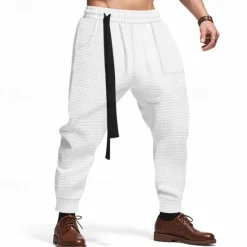 Sale OUKU Men's Athletic Pants Sweatpants Joggers Trousers Pocket Drawstring Elastic Waist Plain Comfort Sports Outdoor Daily Fashion Casual Black White Micro-elastic
