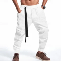 Sale OUKU Men's Athletic Pants Sweatpants Joggers Trousers Pocket Drawstring Elastic Waist Plain Comfort Sports Outdoor Daily Fashion Casual Black White Micro-elastic