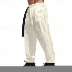 Sale OUKU Men's Athletic Pants Sweatpants Joggers Trousers Pocket Drawstring Elastic Waist Plain Comfort Sports Outdoor Daily Fashion Casual Black White Micro-elastic