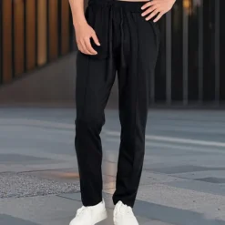Best OUKU Men's Athletic Pants Sweatpants Joggers Trousers Sports Pants Pocket Drawstring Elastic Waist Plain Comfort Sports Outdoor Daily Fashion Casual Black White Micro-elastic