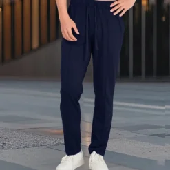 Best OUKU Men's Athletic Pants Sweatpants Joggers Trousers Sports Pants Pocket Drawstring Elastic Waist Plain Comfort Sports Outdoor Daily Fashion Casual Black White Micro-elastic